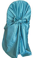 Чохол на стілець Atteks атласний універсальний весільний / банетний блакитний бірюзовий — 1303