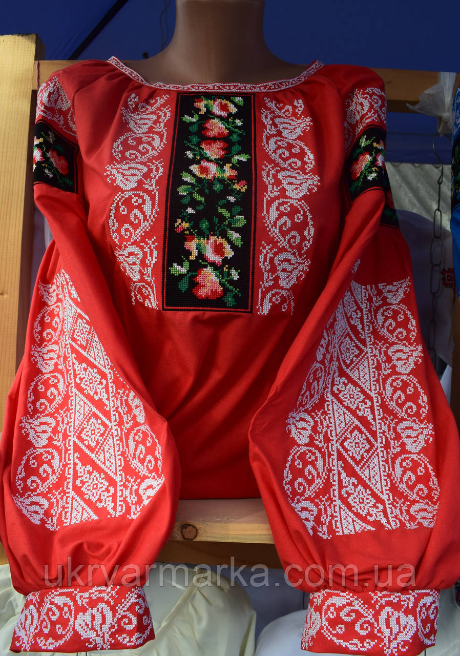Блузка з вишивкою "Казкова"червона
