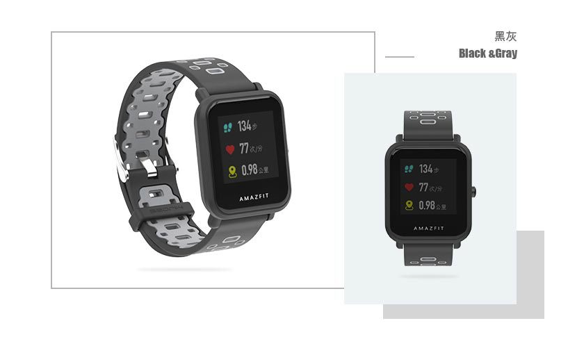 Силіконовий ремінець MiJobs Sport для Xiaomi Amazfit Bip / Lite / 20 мм Чорний / Сірий 1626P