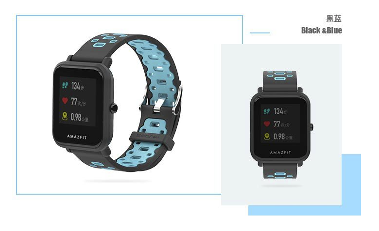 Ремінець MiJobs Sport для Xiaomi AMAZFIT Bip / 20 мм Black / Blue (Чорний / Блакитний)