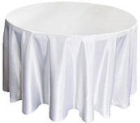 Скатерть на стол тканевая круглая атласная белая Atteks 145 см - 1402