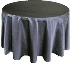 Скатертина на стіл тканинна кругла атласна темно сіра Atteks 145 см - 1404