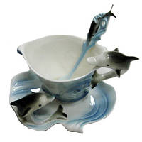 Дельфін чашка з блюдцем порцеляна