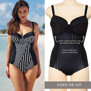 Злитий Купальник формений великого розміру Push Up чорний розмір М-Л