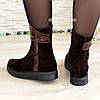 Замшеві черевики жіночі на плоскій підошві, декоровані шкіряними вставками, фото 7