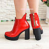 Черевики жіночі лакові на високому каблуці, декоровані блискавкою, фото 4