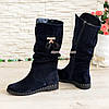 Чоботи жіночі замшеві синього кольору, фото 7