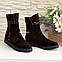 Черевики замшеві жіночі демісезонні на плоскій підошві, декоровані шкіряними вставками. 37 розмір, фото 3