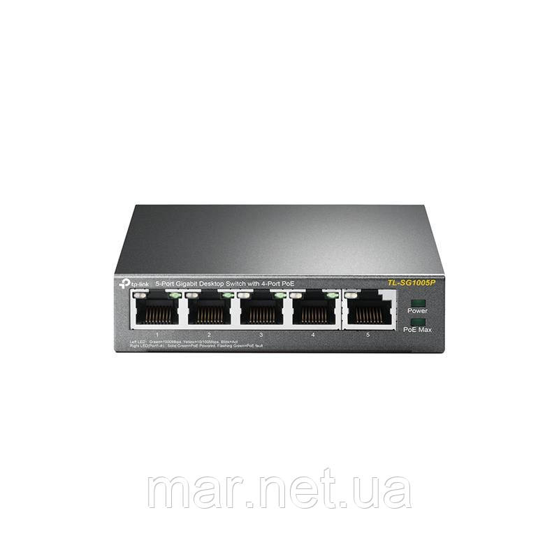 Комутатор TP-LINK TL-SG1005P 5x1GE/4xPoE 56W, Некерований, Настільний