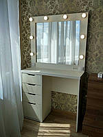 Визажный стол, туалетный столик однотумбовый с зеркалом и подсветкой