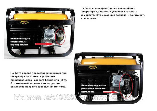 Газовий комплект GasPower KBS-2 для бензинового генератора на 4-6 кВт Газовий комплект GasPower KBS-2 для бензинового генератора на 4-6 кВт