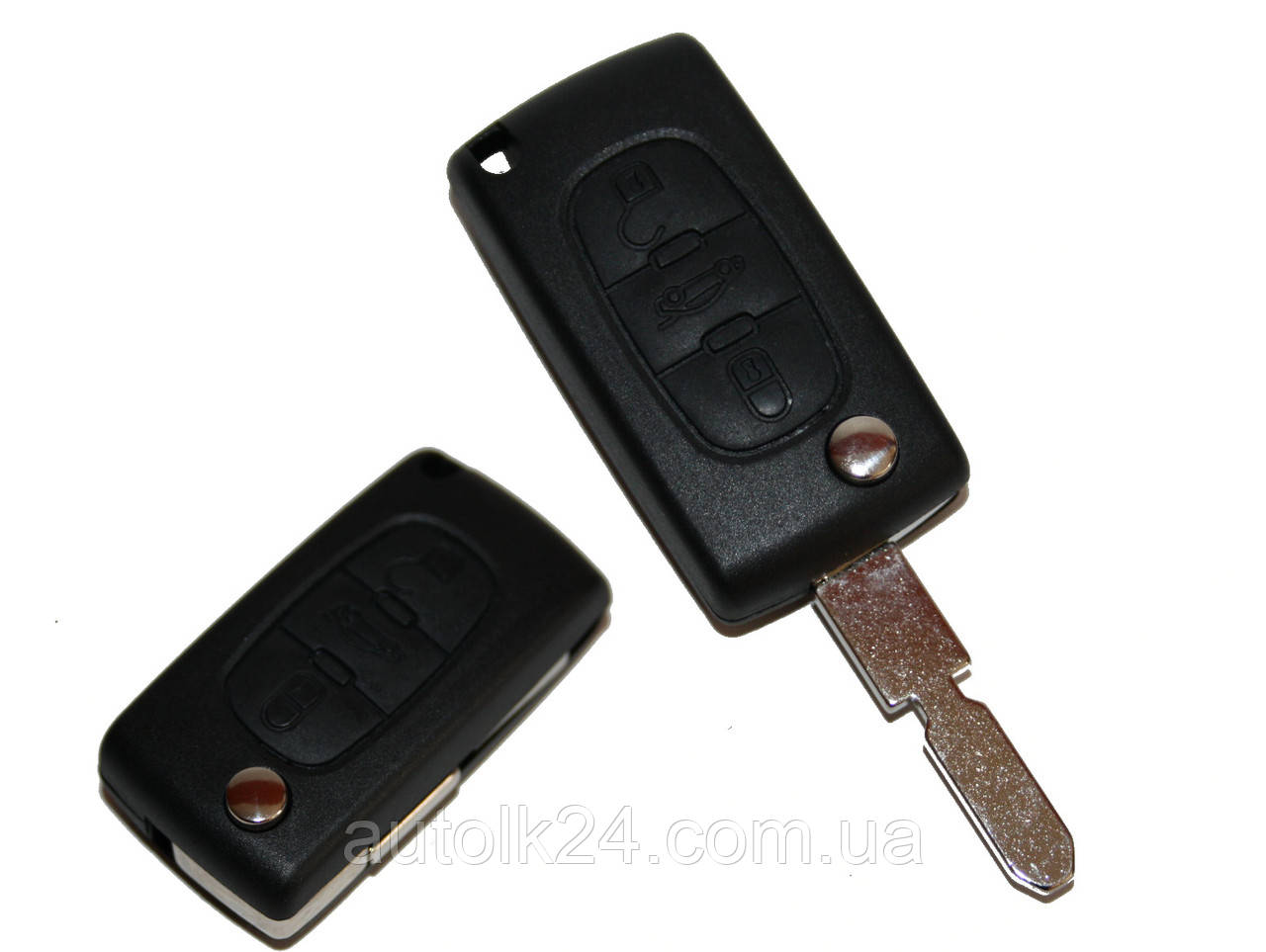 Корпус викидного ключа 3 кнопки для Peugeot 307,308,407,607 .