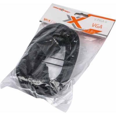 Кабель Maxxter V-PVGA-6, 3+9C HD15M/HD15M, VGA-тато-тато, подвійні екранирів, 2 ферм,1,8 м, заповнений.сорочка