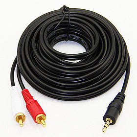 Кабель 3.5mm папа / 2RCA папа 10m чорний