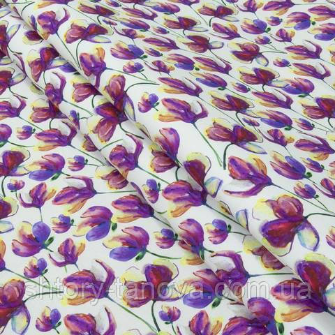 Экокоттон, акварельні квіти, фото 1