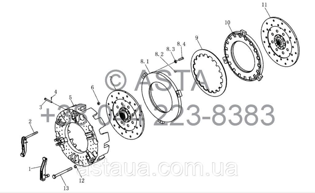 Сцепление в сборе (12-дюймовый) на YTO-X1104 - фото 1 - id-p60978146