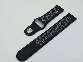 Силіконовий ремінець Sport Nike Style для Amazfit GTR 2 / Pace / Stratos / 22 мм Чорний / Сірий 1791P