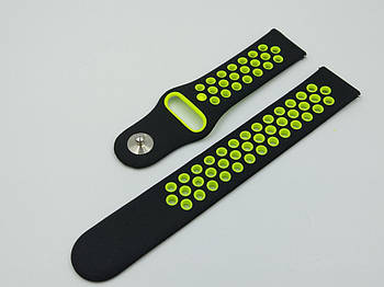 Силіконовий ремінець Sport Nike Style для Amazfit GTR 2 / Pace / Stratos / 22 мм Чорний / Жовтий 1791P
