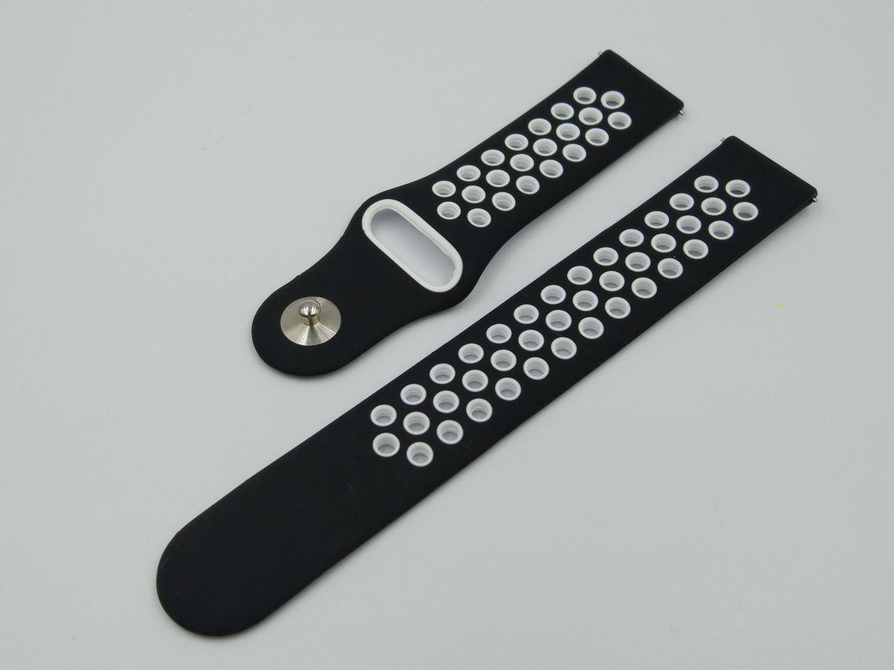 Силіконовий ремінець Sport Nike Style для Xiaomi Amazfit Bip / Lite / 20 мм Чорний / Білий 1674P