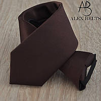 Краватка підліткова однотонна на кнопці коричнева. (Арт.: GPOK0004)