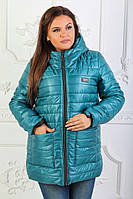 Стильная демисезонная куртка больших размеров стеганная с накладными карманами Украина