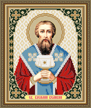 Схема вишивки бісером на габардині Св.Василій Великий  VIA4186