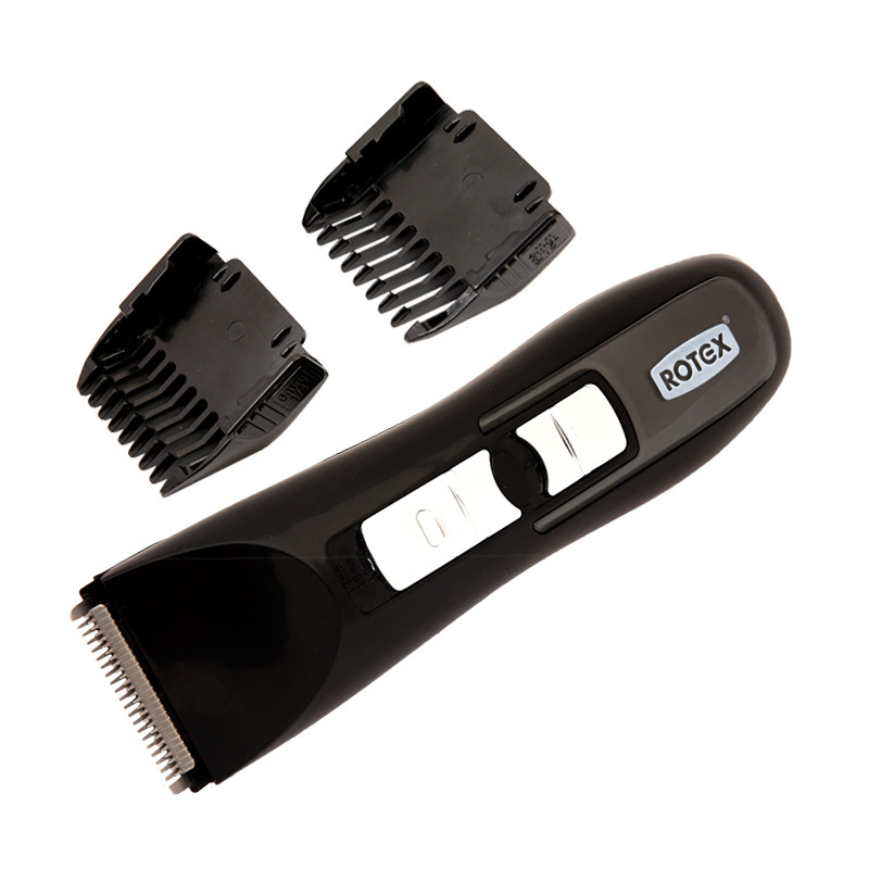 Машинка для стрижки волосся і бороди, чорна, 2 насадки, суха та волога стрижка, акумуляторна, фото 1