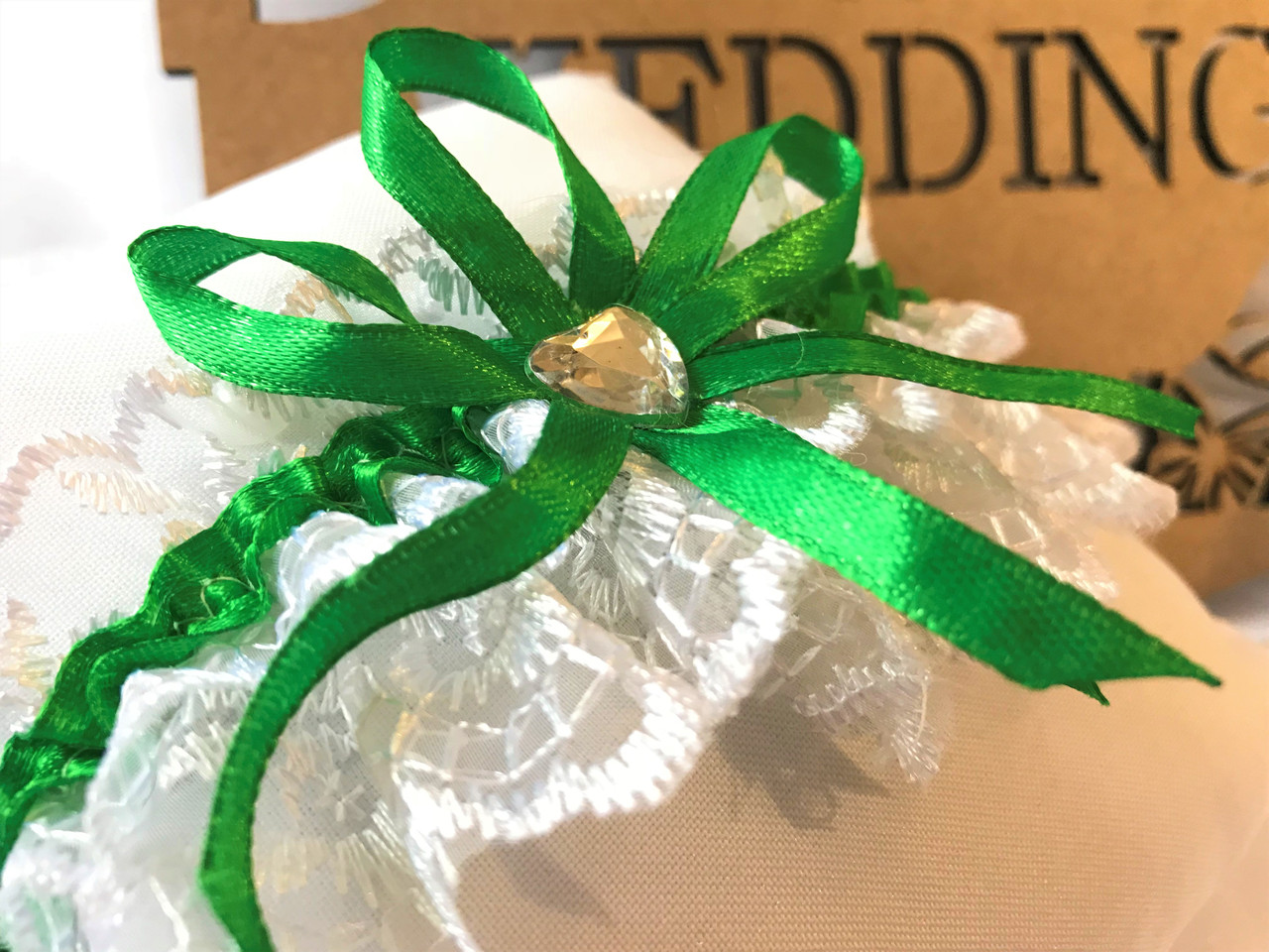 🔥 Розпродаж! Красива весільна підв'язка Аделіна для Нареченої, Смарагдова