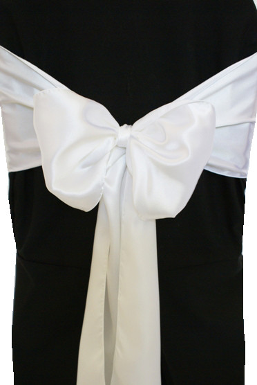 Чохол на стілець із білим бантом Atteks габардиновий чорний весільний/вежкаретний — 1316