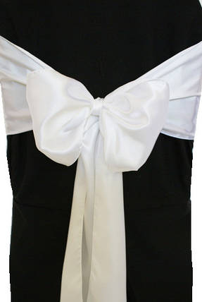 Чохол на стілець із білим бантом Atteks габардиновий чорний весільний/вежкаретний — 1316, фото 1