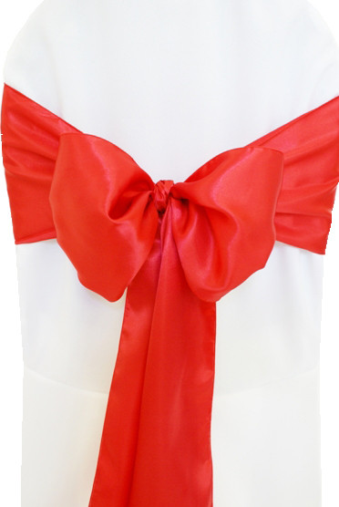 Чохол на стілець із червоним бантом Atteks габардиновий білий весільний / банкетний — 1323