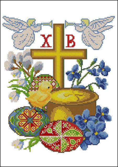 Схема вишивки бісером на габардині Великодній рушник ПР-27-Э