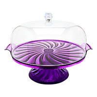 Тортовница Кристалл с подставкой фиолетовая