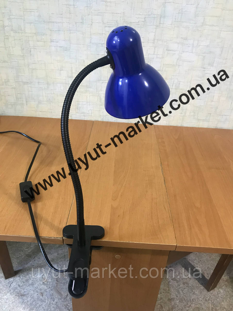 Настольная лампа синяя E27 прищепка, с выключателем LMN097: продажа ...