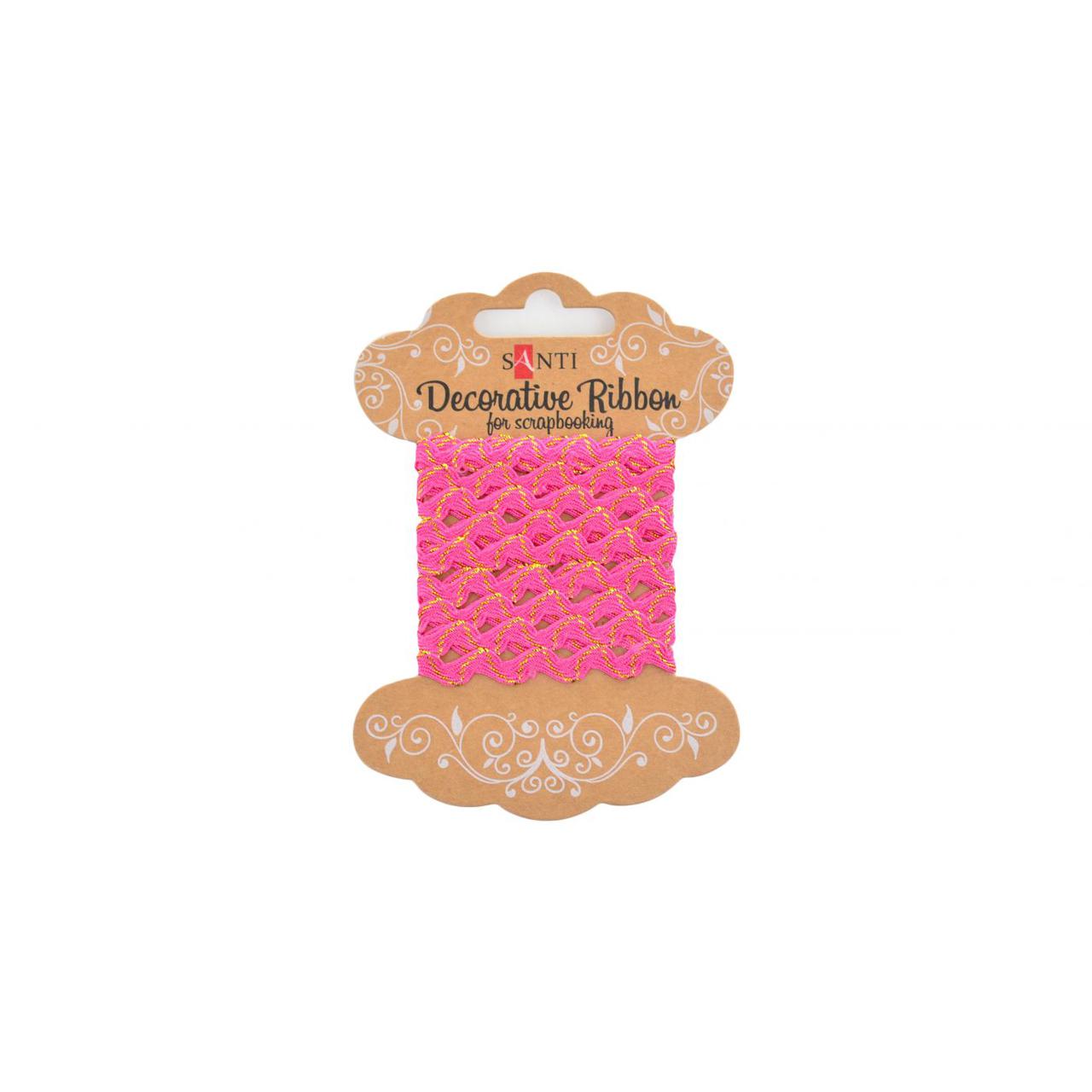 Декоративная лента "Santi" "Волна розовая с золотой нитью" 2 м №741380 - фото 1 - id-p752014398