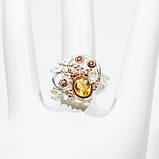 Кільце цитрин гранат у сріблі та позолоті. Кільце з цитрином гранатом 18,5-19 розмір Таїланд!, фото 3