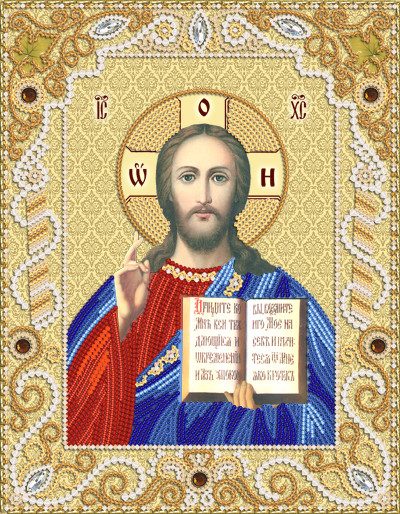 Схема вишивки бісером на атласі Венчена пара. езпевтчник