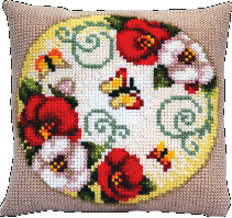 Набір для вишивання подушки хрестиком Маковий вінок РТ-149