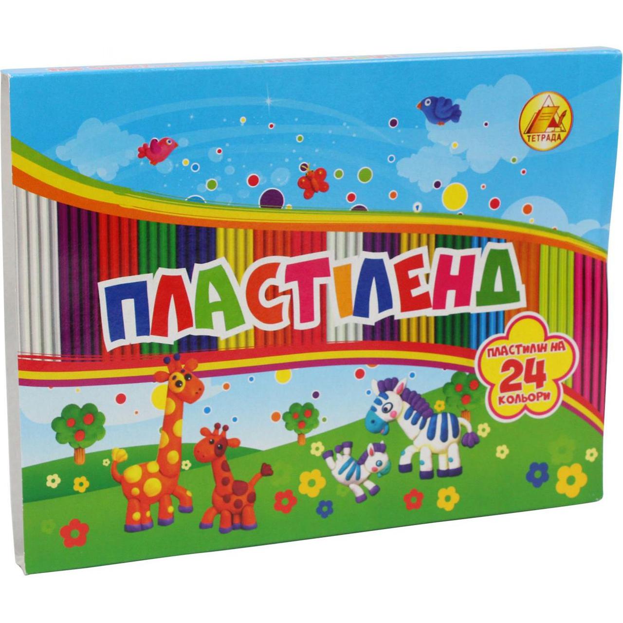 Пластилін 24 кольору 370 гр Липландия / Пластиленд /Тетрада (топ-2)