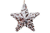 Новогодний декор подвесной Звезда заснеженная из натуральных шишек17х6см, набор 6 шт