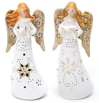 Декоративна статуетка Ангел 20.5 см з LED-підсвіткою, 2 різновиди, набір 6 шт.