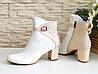 Жіночі шкіряні туфлі на невисокому каблуці, колір білий/бежевий, фото 4