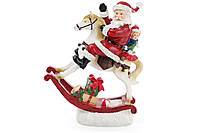 Декоративна статуетка Санта на коні з LED-підсвічуванням 34см