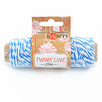 Шнур декоративний двоколірний "Santi" біло-блакитний 27 м №741599