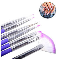 Кисті для манікюру фіолетові - 7шт.