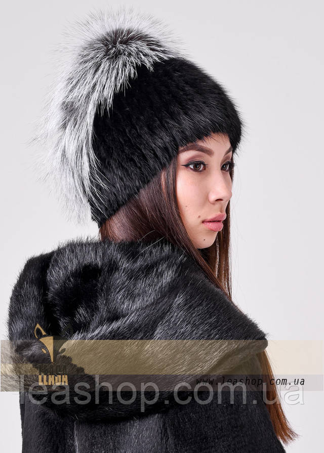 Зимняя шапка для женщин с меховым обручем ФОТО