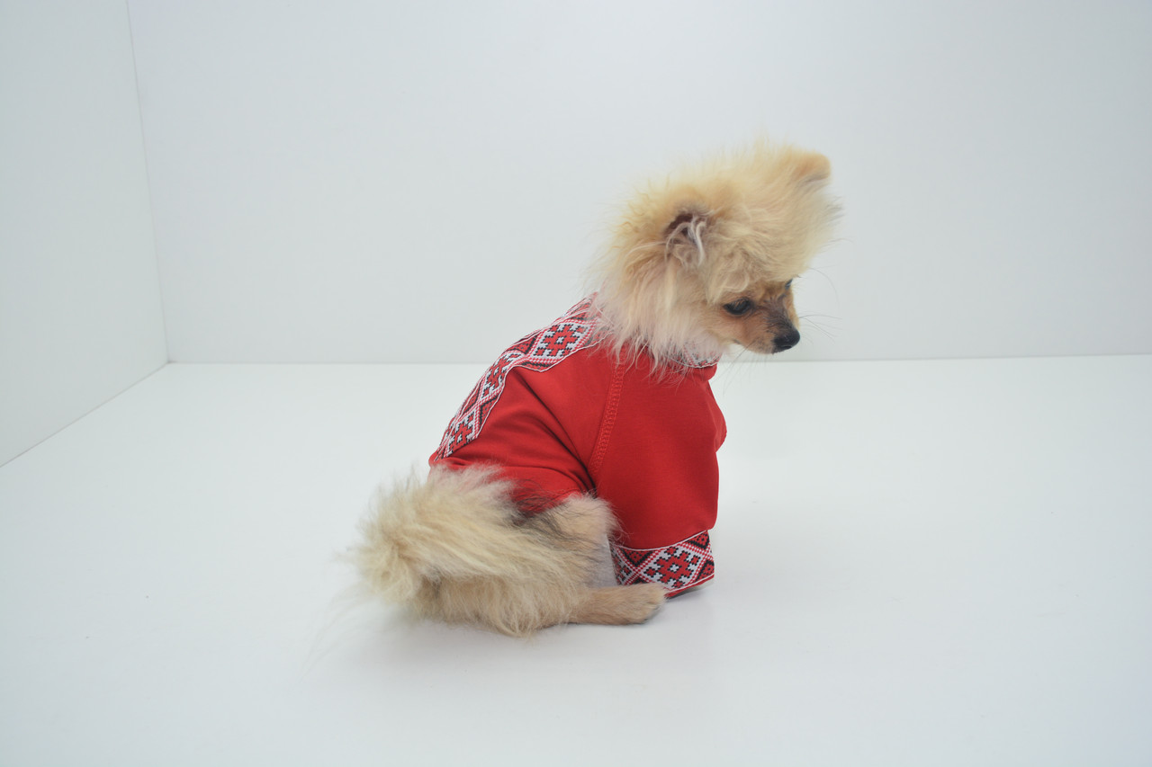 Рубашка футболка - вышиванка для собаки 20х32 см красная - фото 6 - id-p67496166