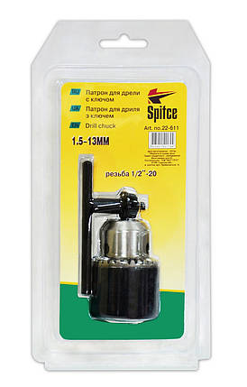Патрон для дриля з ключем Spitce 1.5-13 мм 1/2" х 20 (22-611), фото 2