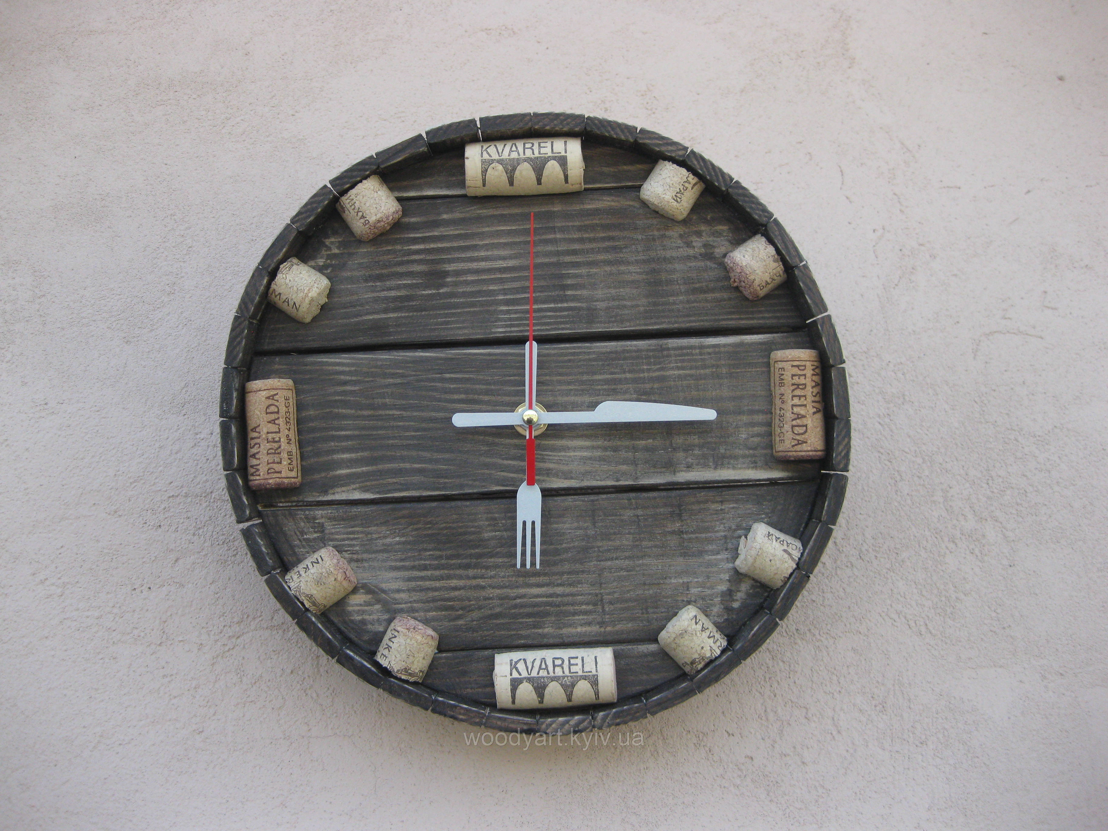 Настінний годинник з дерева "корок", фото 1