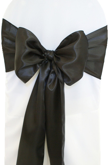 Чохол на стілець із чорним бантом Atteks габардиновий білий весільний / банкетний — 1330